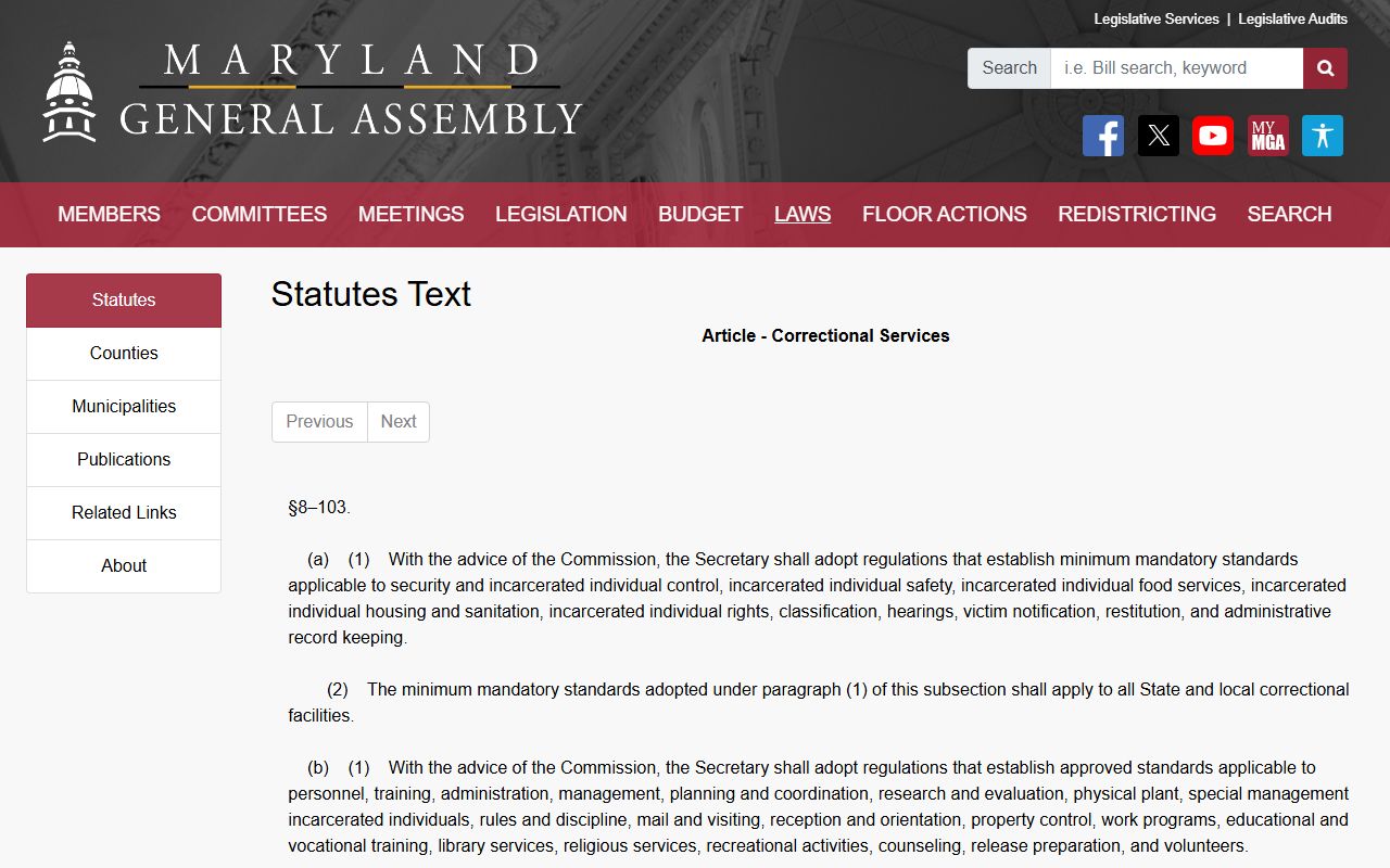 Maryland law context for Charles County jail mugshots and correctional records